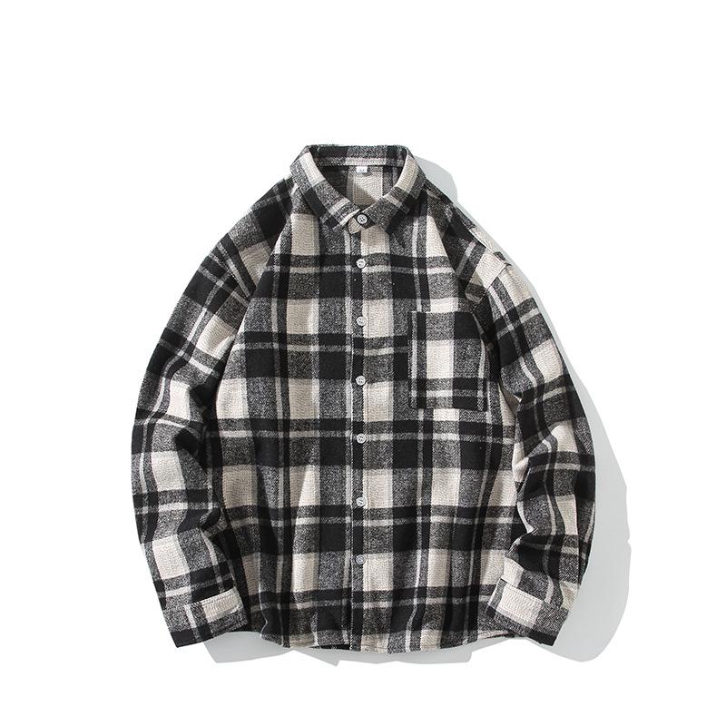 2025 Men's Plaid Woolen Shirt Jacket - Fashionable Loose-Fit Plus Size Autumn Casualwear