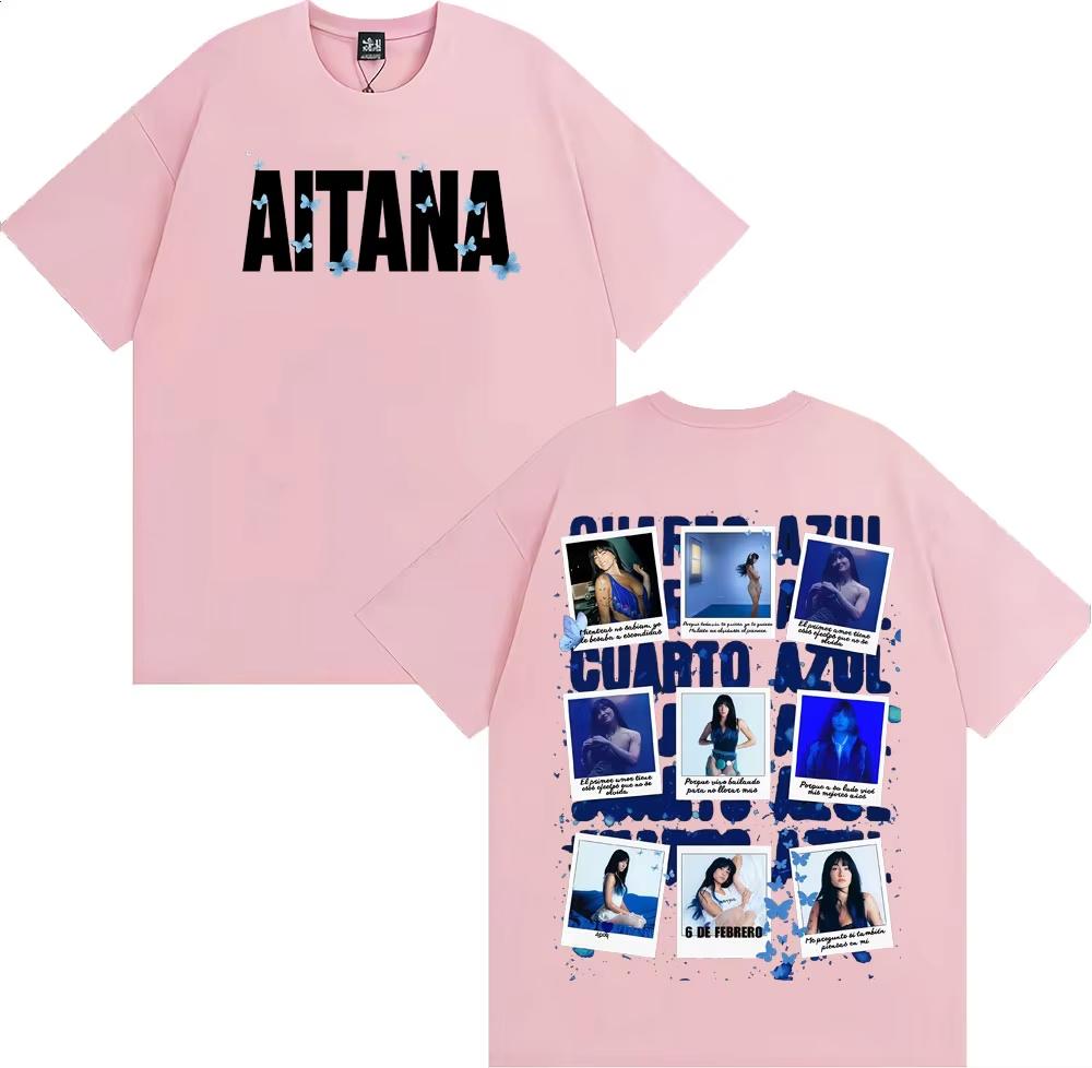 Cantante Aitana 100% cotone Unisex maglietta oversize Grafiche Album Cuarto Azul 2026 Nuova estiva Donna Y2k Hip Hop Streetwear T-shirt