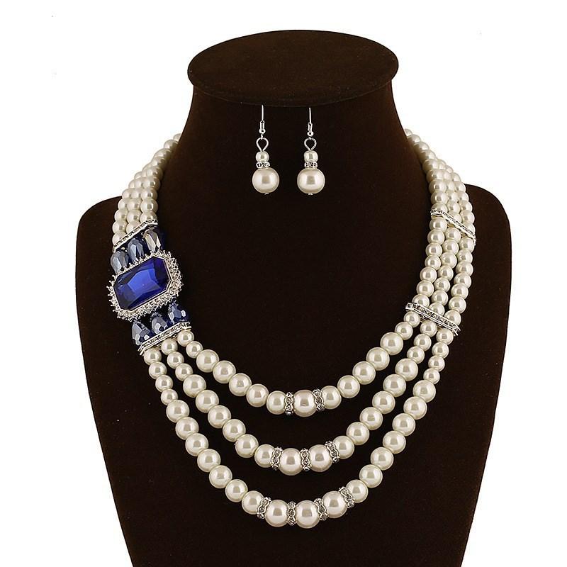 Rhinestone Bridal Accessory Embellished Pearl Necklace For Wedding Decor Dress