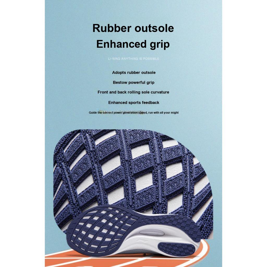 Li Ning Kids Trendy Versatile Shock Absorption Rebound Low Top Running Shoes Kids Running Shoes White Blue YKFU062-1