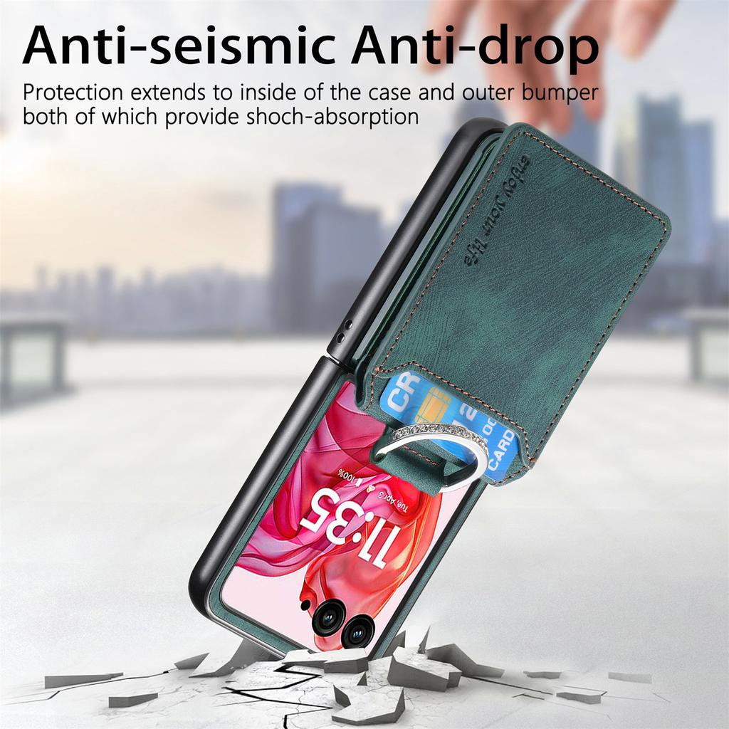 For Motorola Razr 60 Ultra 5G Case Card Holder Kickstand Retro Texture Leather Back Cover