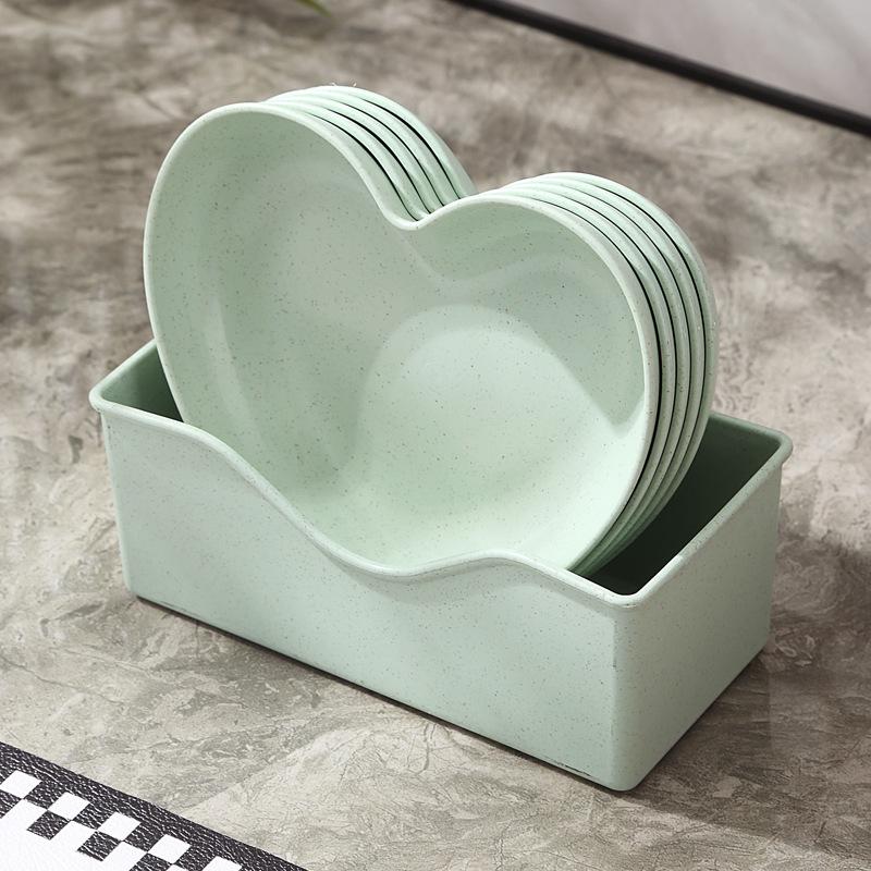 Creative Plates, Snacks, Simple Plates, Thickened Anti-Drop Spitting Bone Saucers, Plastic Fruit Plates, Love Shapes, Drop-Resistant Plates