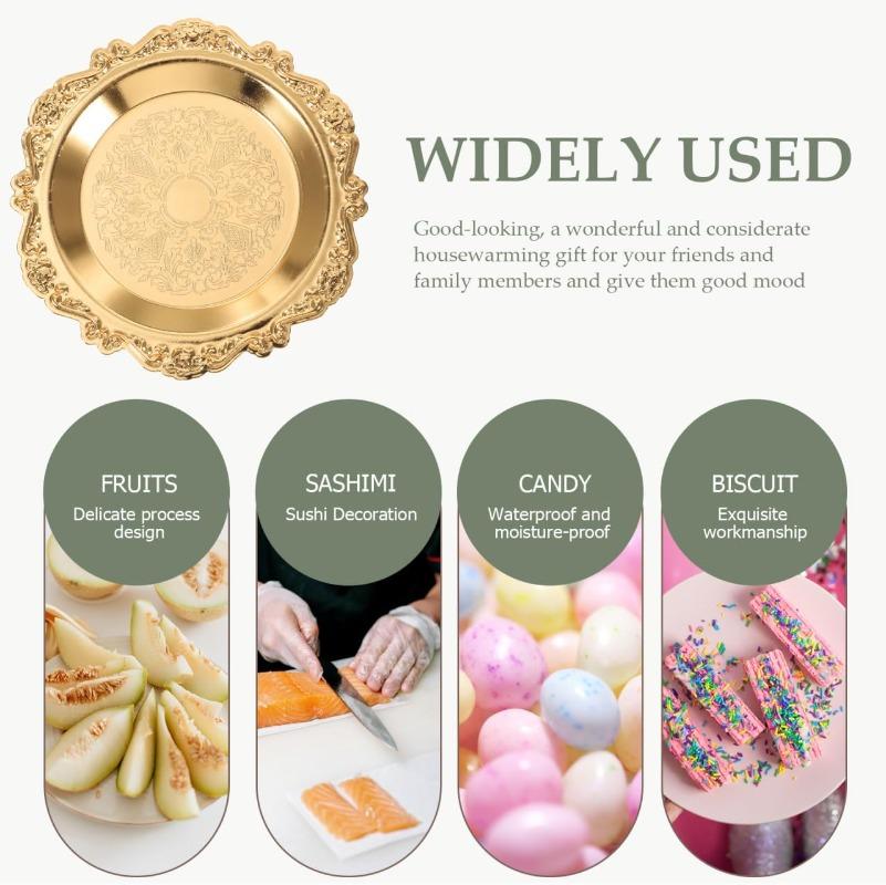 Vintage Carved Iron Jewelry Tray Gold Silver Finish Decorative Organizer Elegant Ring Holder Trinket Dish For Vanity Decor