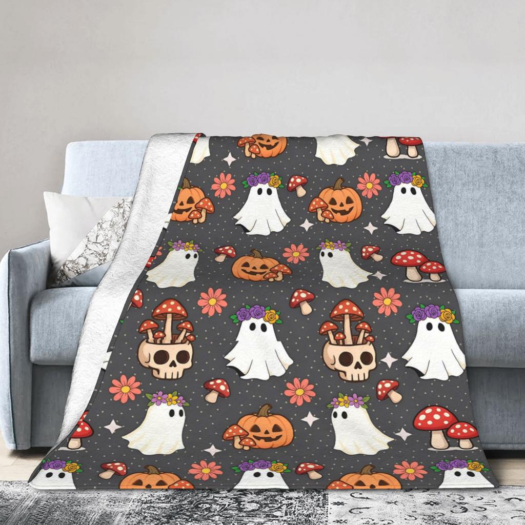 Halloween Pattern Ghosts Pumpkin Blankets Coral Fleece Plush Summer Air Conditioning Warm Throw Blanket for Bed Car Rug Piece