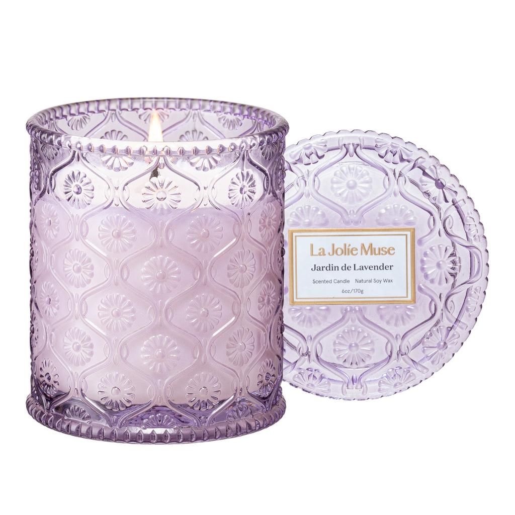 LA JOLIE MUSE Aroma Lavender Burning 40 Soy Perfect Gift for Women and Men Candle, Garden, 170g, Time Approx. Hours, Wax,