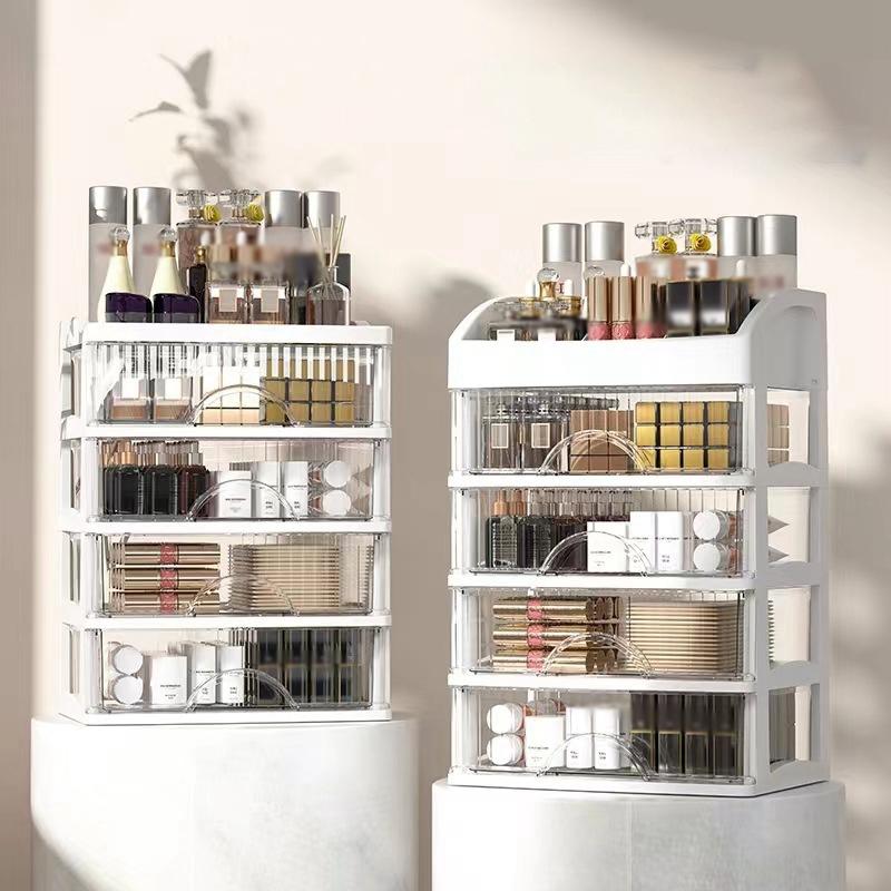 

Large Capacity Makeup Storage Box Transparent Drawer Type Organizer for Desktop Cosmetic Box Multi-layer Jewelry Container белый