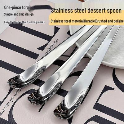 Stainless Steel Long-Handle Dessert Spoon: Perfect for Yogurt, Coffee & Ice Cream, Food-Grade Quality.
