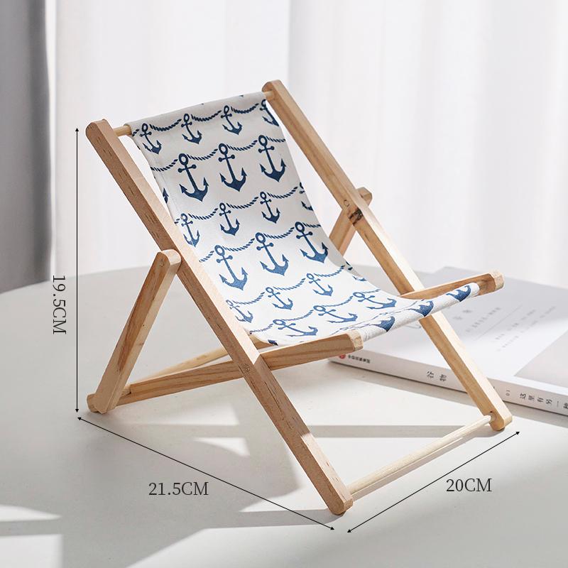 Mediterranean Wooden Mini Beach Chair Ornament - Children's Room Decor Accessory and Gift