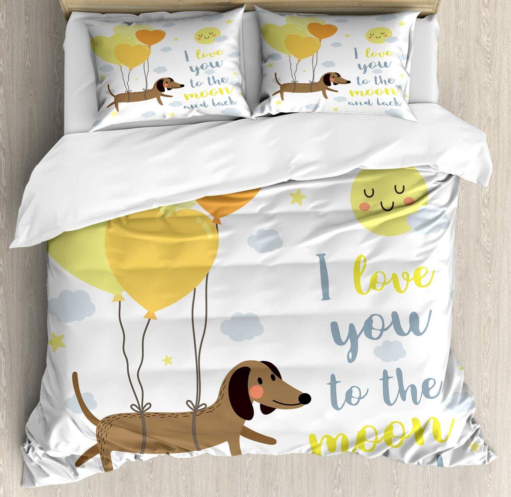 Watercolor Duvet Cover Hand Painted Style Floating Hot Air Balloons Clouds Print Decorative Bedding Set Blue Pink Coral Children