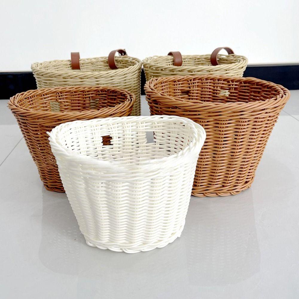 Retro Woven Front Riding Basket 7 Styles Walking Tool Storage Basket