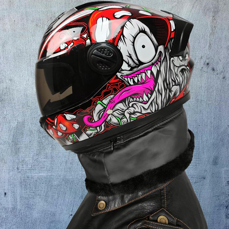 Gloves + Scarf, Double Lens Full-coverage Helmet for Men and Women Riding Four-season Safety Helmet