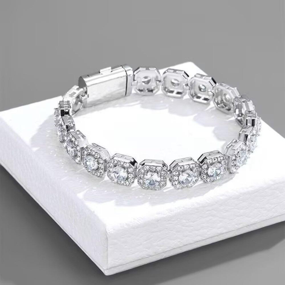 Cubic Zirconia Chain Bracelet Rock Sugar Men Bracelet Fashion Ice Sugar Chain  Male