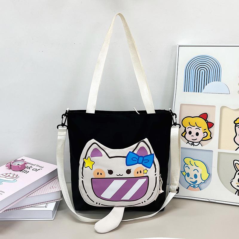 

Мультяшная универсальная сумка-мессенджер для девочки, большая вместительная сумка через плечо, студенческая модная сумка для класса, школьная сумка one size fits all чёрный