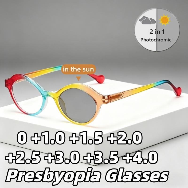Ultra-Lightweight Photochromic Anti-Blue Light Reading Glasses New High-Definition Presbyopia Eyewear Diopter 0 To +4.0