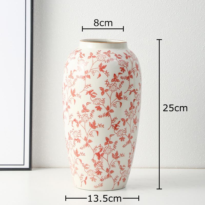 Blue and White Porcelain Vase Elegant Classical Flowers Pot Desk Decoration Flower Arrangement Floral Vases Room Aesthetic Decor