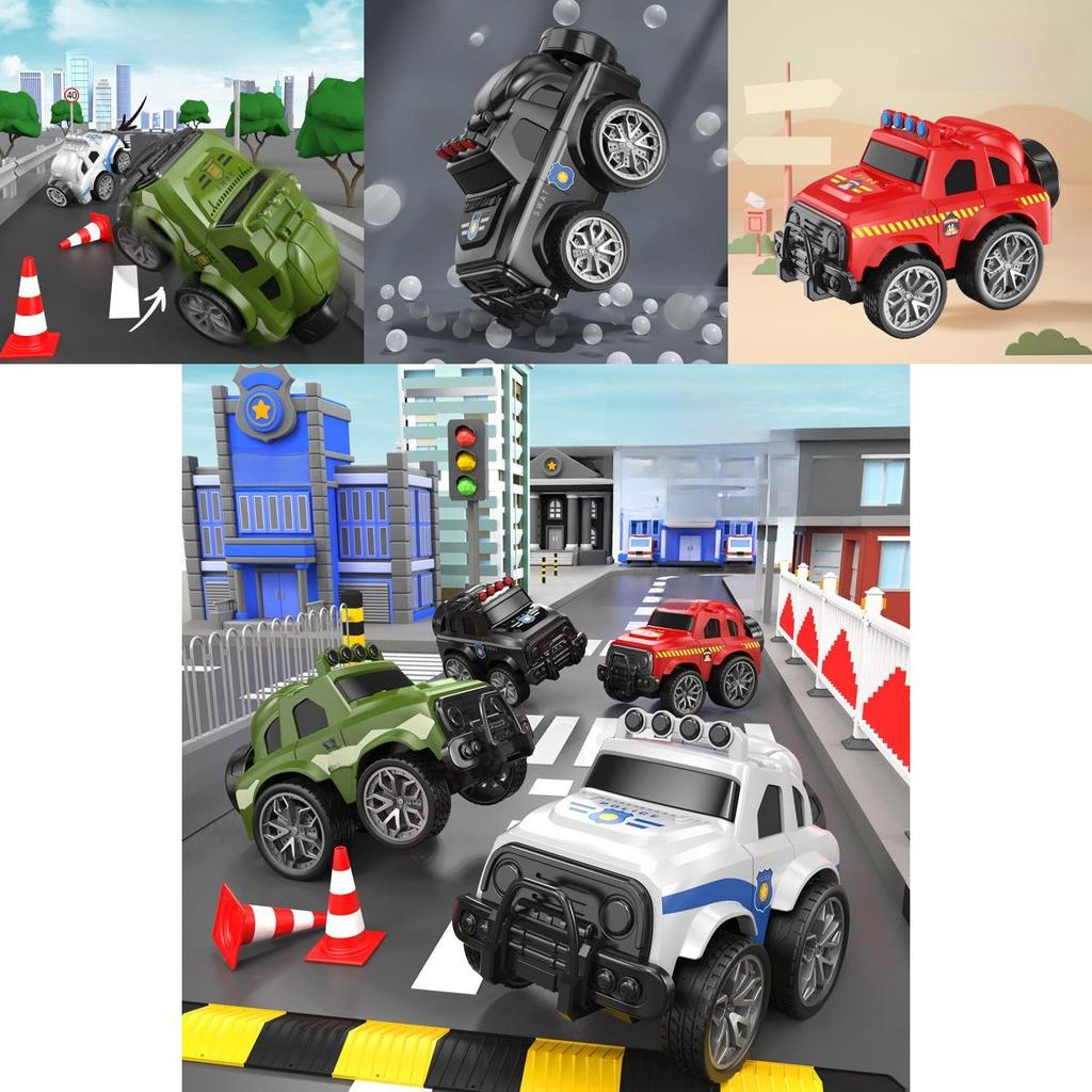 מכונית משטרה צעצוע לשטח עם סיבוב 360 מעלות למשחק ולמידה של פעוטות וילדים