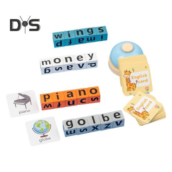 

Детская игра на написание слов с карточками-колокольчиками, деревянный строительный блок с буквами алфавита для малышей, обучающая игрушка для дошкольников 1 Set