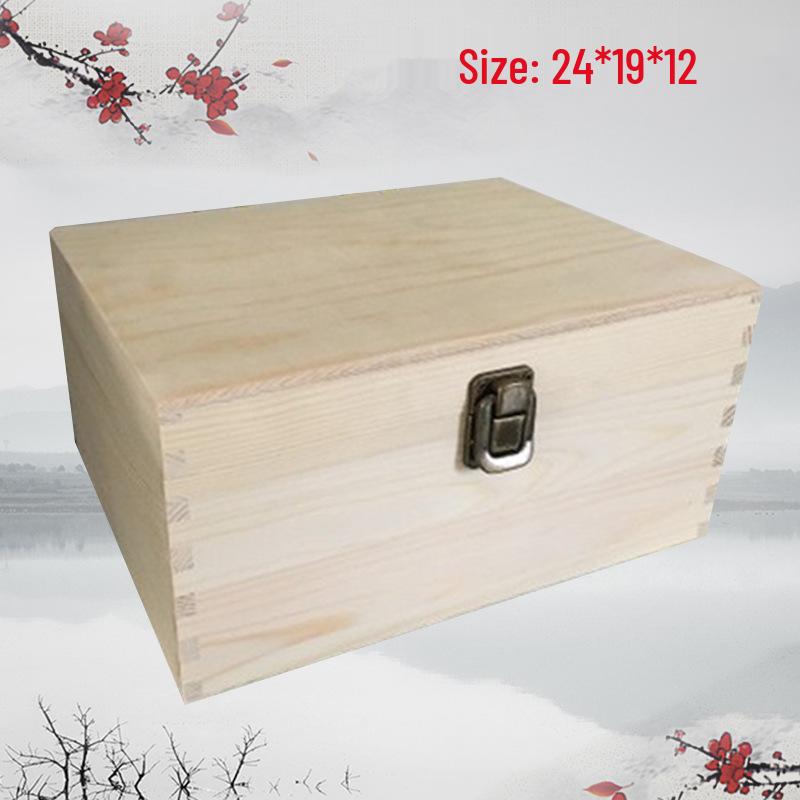 Vintage Solid Wood Rectangular Storage Box with Lid