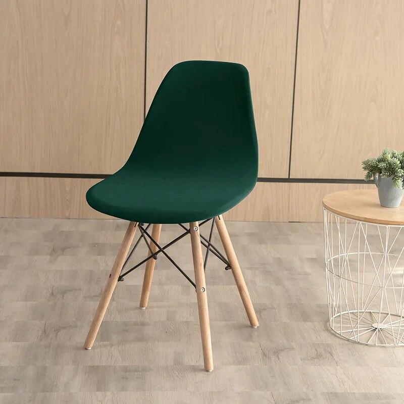Velvet Fabric Shell Chair Cover Stretch Dining Seat Covers Slipcover Furniture Protector Hotel Home Office Living Room Removable