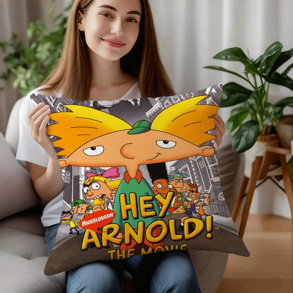 Наволочка для подушки Хей Арнольд Плюшевая ткань Мягкая наволочка Двусторонняя печать Чехол для подушки Домашние подарки 12x12Inch