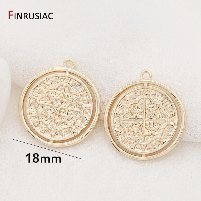 DIY Necklace Pendants Earrings Charms Jewelry Making Accessories Gold Plated Commemorative Coin Pendant Wholesale