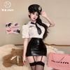 Hot policewoman sexy royal style lingerie cosplay free stewardess tight hip leather skirt