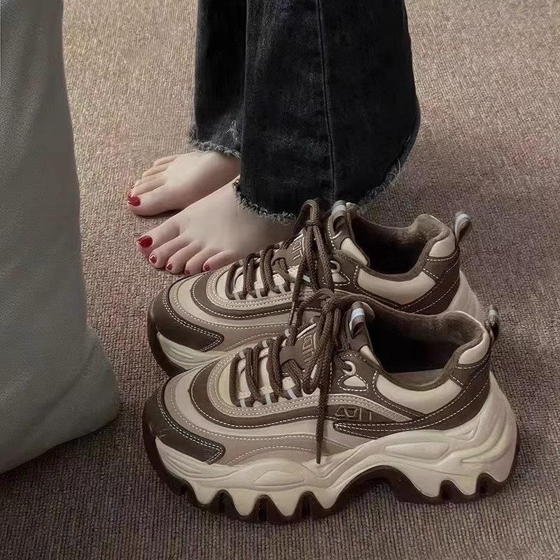 Thick-soled Dad Shoes Children's Models 2025 Autumn and Winter New Velvet Feet Small Popular Women's Sports and Leisure Shoes