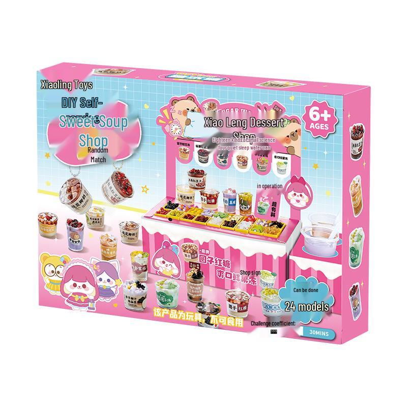 Xiao Ling DIY Mini Sweet Shop Food Toy Set: Handmade Cream Glue & Ornaments for Children.