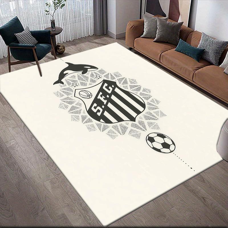 Santos FC Flannel Pattern Square Carpet,Area Rug,Carpet Rug for Living Room Bedroom Sofa Playroom Decor,Non-slip Floor Mat