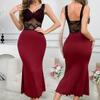 Elegant Lace Patchwork See-Through High-Waisted Slim Dress 3484