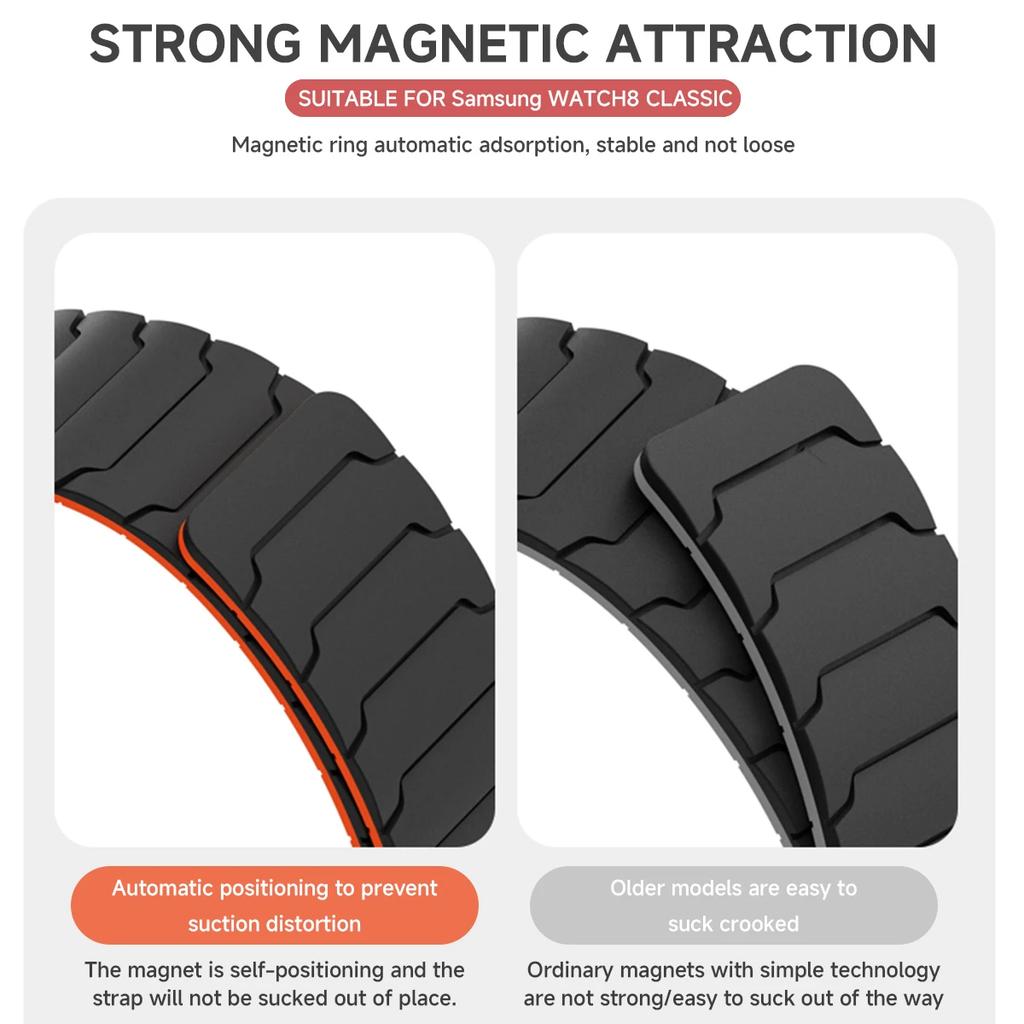 Magnetic Loop Strap for Samsung Galaxy Watch 8/8 Classic Silicone Sport Band for Galaxy Ultra 2025/7 Ultra Two-tone Bracelet