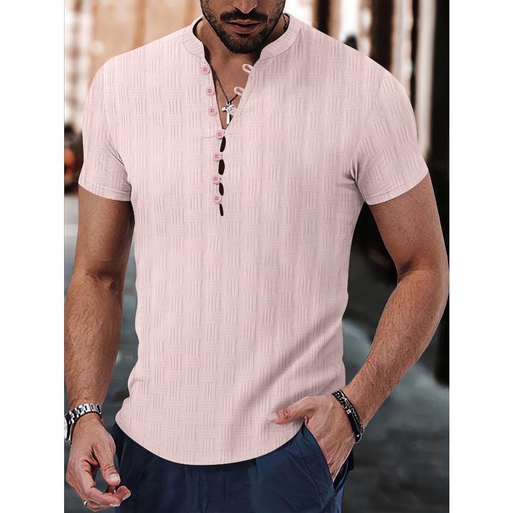 Summer Men's Stand Up Collar Casual Short Sleeved Shirt