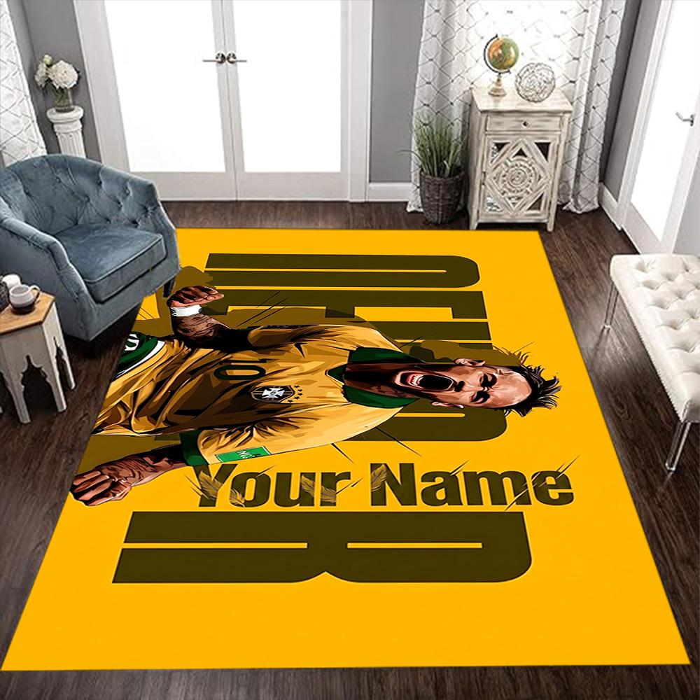 Poster Neymar Energy Tappetino Personalizzato con Nome per Corridoio, Stanze dei Giochi, Dormitorio, Sala Giochi, Tappeto Antiscivolo, Decorazione per Uffici, Regalo per Festival