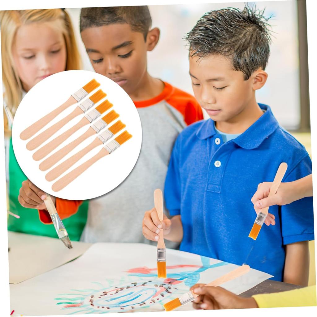 6Pcs Nylon Bristle Paint Brushes with Handle Portable Reusable Paint Brushes for Wall Crafts and Detail Work