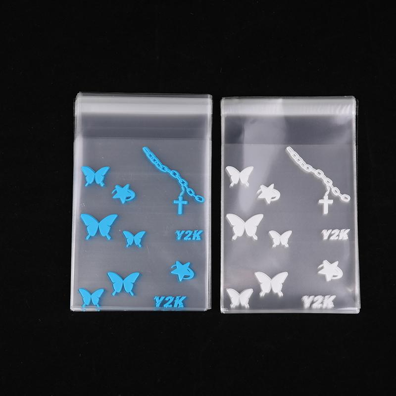 50Pcs Cute Transparent Self Adhesive Bag Hand Account Small Card Packaging Bag Jewelry Bracelet Small Item Gift Bag
