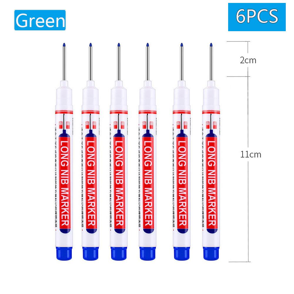 1/2/4/6/8Pcs Long Head Markers Pen Bathroom Woodworking Decoration Multi-purpose Deep Hole Marker Pens Red/Black/Blue/Green Ink