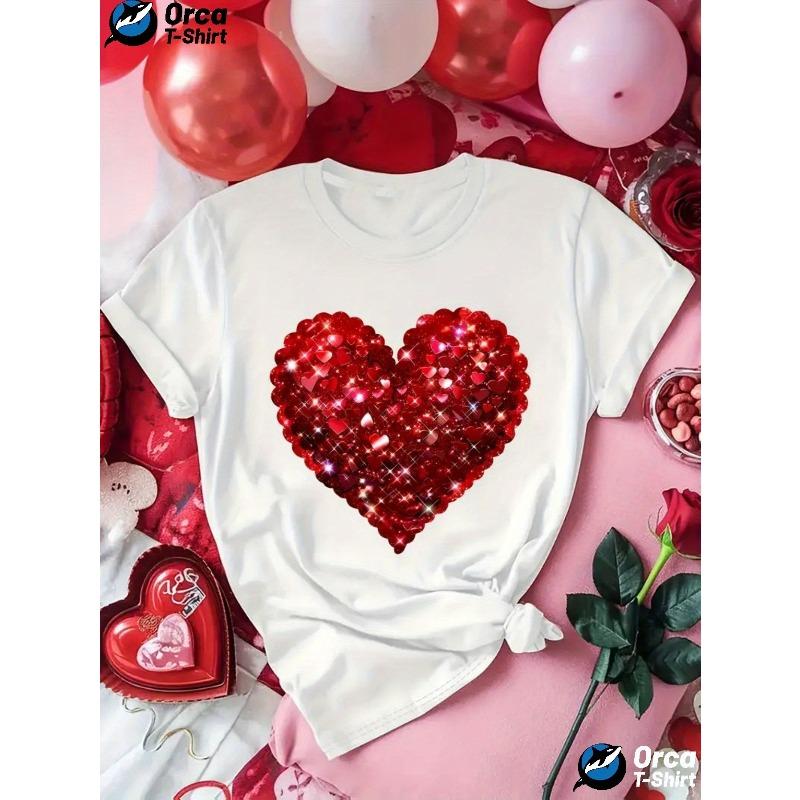 

European Size Creative Print T-shirt, Spring/ Summer Casual Women s Short-sleeved Top, Fashion Round Neck Women s T-shirt S белый