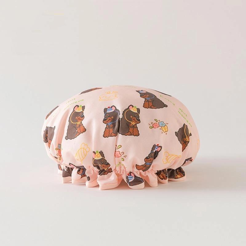 Double-Layer Shower Cap Waterproof Thickened Oil Fume Bath Hat Women Spa Hair Salon Shower Cap Bathroom Accessories