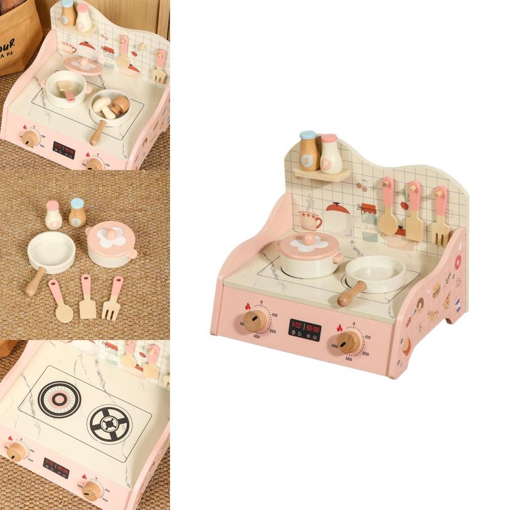 Wooden Simulation Kitchen Cooking Utensils Children Puzzle Toy Set For Imaginative Play And Development