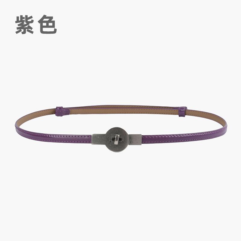 Retro Buckle Thin Belt Women With Dress Decoration Small Belt Waist Thin Lacquered Cowhide