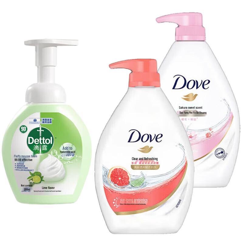 Dove Summer Value Pack: Cherry Blossom Body Wash Duo & Antibacterial Hand Wash