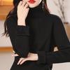 Ladies' 2023 Winter Velvet High-Neck Thick Sweater - Solid Color Long Sleeve Pullover Base Layer.