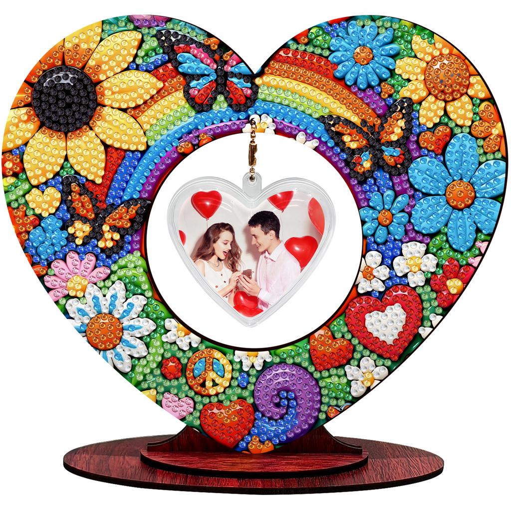 2D Flatt DIY Wooden Diamond Painting Tabletop Ornaments Kit Diamond Art Tabletop Painting Kit for Adults Home Office Table Decor