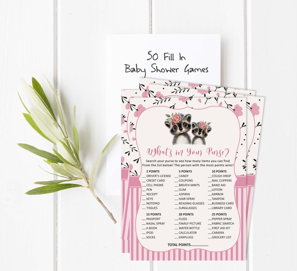 Inkdotpot Baby Shower Game Set Of 50 BabyA  AlphabetA  ABCA  Game Raccoon Jungle Animals Party