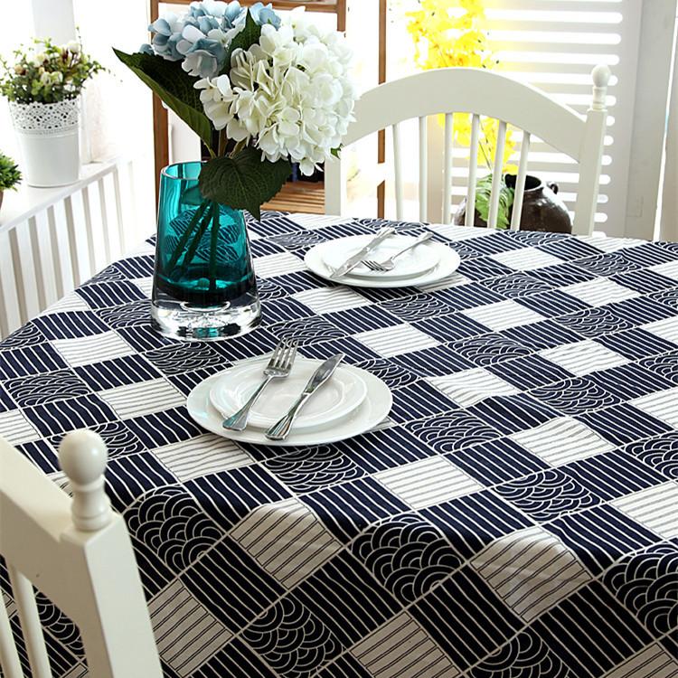 Zakka Polyester Cotton Tablecloth, Wavy Lace Edge Coffee Table Tablecloth Table Cloth 90X90CM