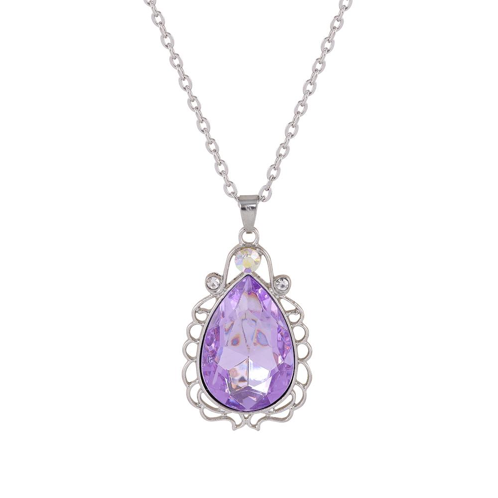 

Water Drop Necklace Hollow Pattern Purple Acrylic Crystal Choker Chain For Women Girls Fashion Jewelry Party Holiday Gift 50cm