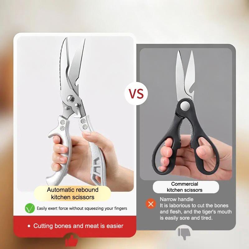 Multipurpose Strong Scissors High Stainless Steel Chicken Scissors Ultra Sharp Scissors Fish Chicken Bone Scissors Kitchen Tools