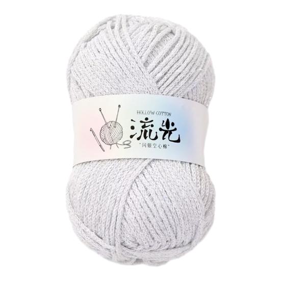 1.5MM Glitter Hollow Cotton Yarn Soft Thick Crocheting Knitting Yarn Handmade Crafts Pure Color Crochet Thread Skeins Beginners Knitting Lovers Gift