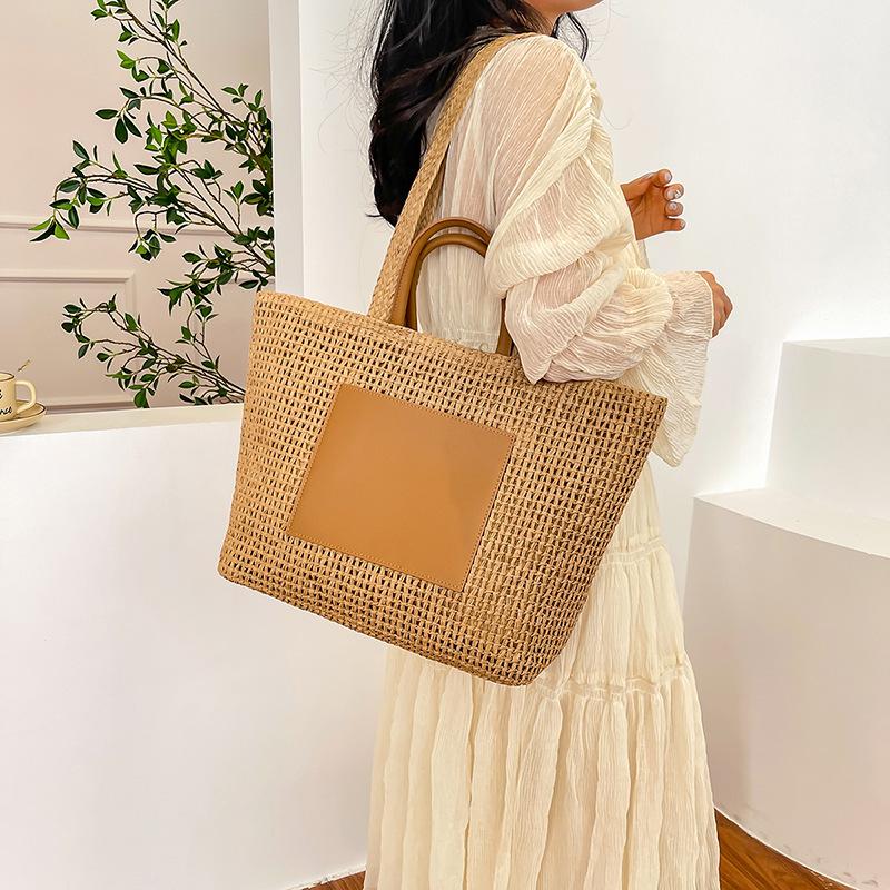 Commuter Large-capacity Straw Woven Bag Women's New Summer Woven Handbag Popular Shoulder Tote Bag