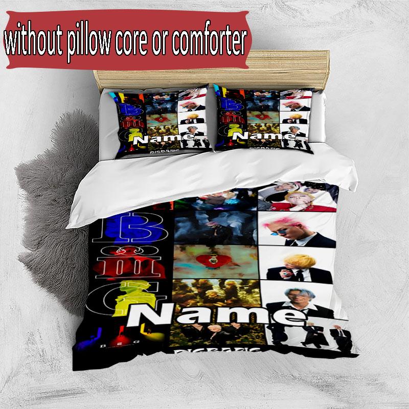 3pcs Duvet Cover Set (1*Duvet Cover + 2*Pillowcase, Without Core), Custom Name BIGBANG Pattern Bedding Set, Home Bedroom Decor Gift